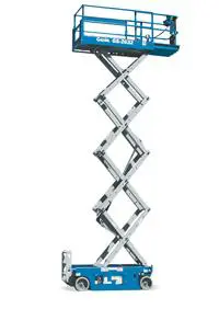Narrow electric scissor lift (battery, 2 WD), 10m